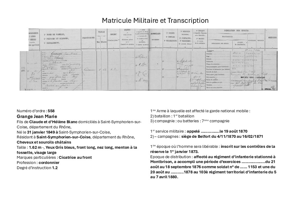 matricule et transcription